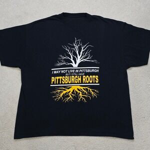 Mens Black Pittsburgh Roots Graphic T Shirt‎ Tree Roots Design